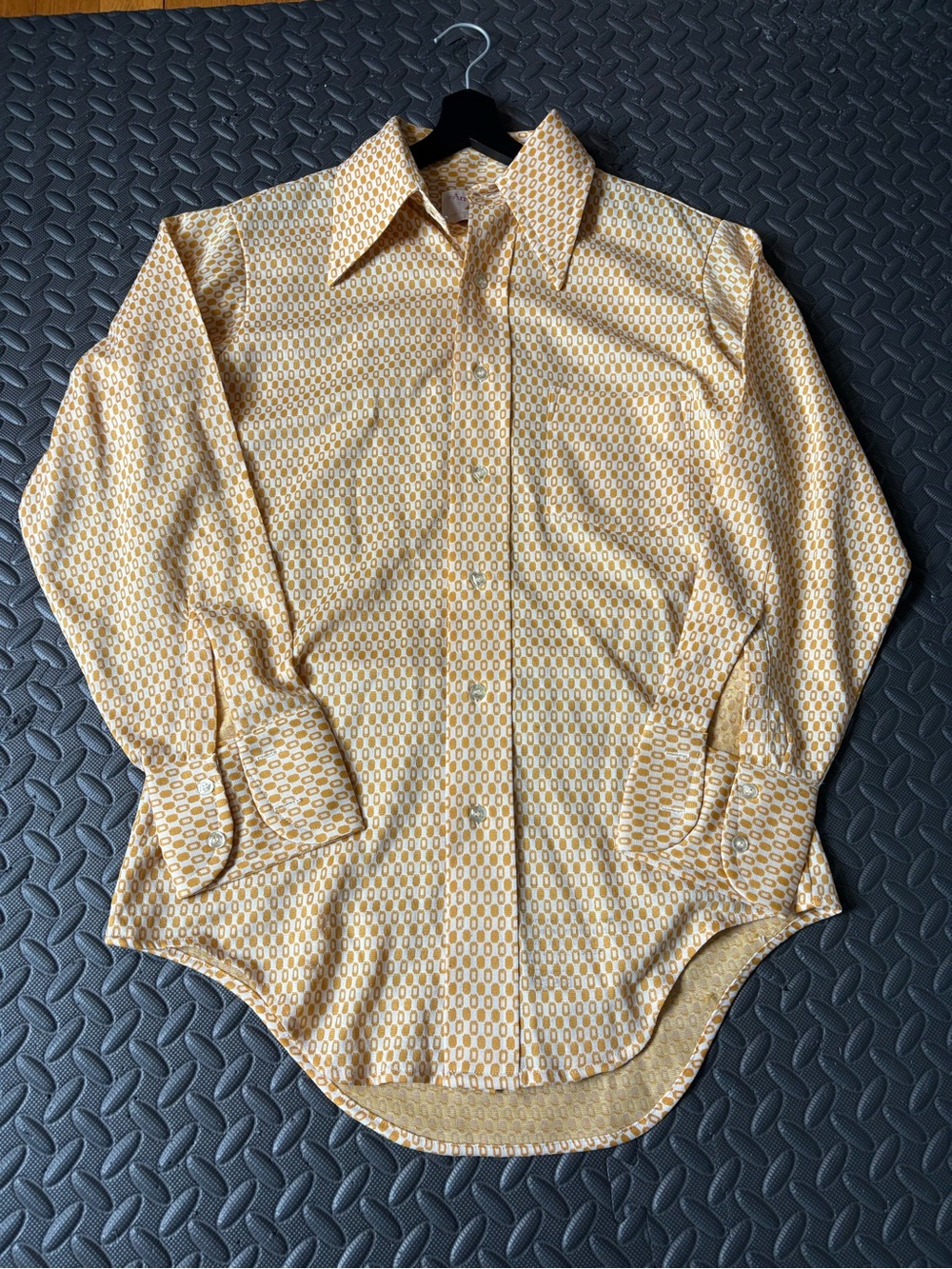 70s Arrow Men's Yellow Patterned Long-Sleeve Shirt
